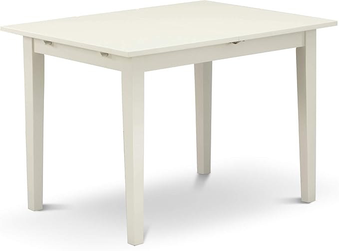 East West Furniture NOVA5-LWH-W 5 Piece Dining Room Table Set Includes a Rectangle Kitchen Table with Butterfly Leaf and 4 Dining Chairs, 32x54 Inch, Linen White - LeafyLoom