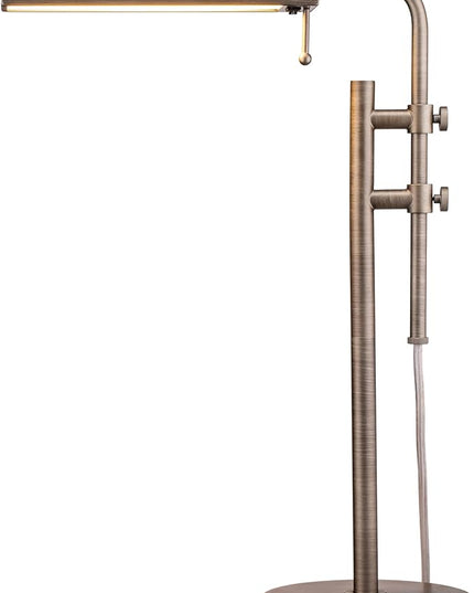 O'Bright Aurora LED Pharmacy Desk Lamp - Swing Arm, Industrial Design for Reading, Crafting, Work,10W LED, Adjustable Height 18.5-24.5 inches - Ideal for Living Room, Bedside, Office - Antique Nickel - LeafyLoom