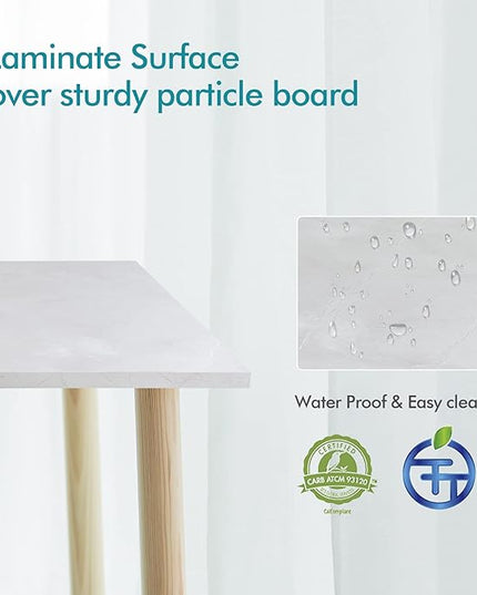 Kaboon Universal Tabletop 55"x27.5", Solid One-Piece Melamine Table Top, Double Desk L-Desk DIY, Home and Office Countertop, White Rock - LeafyLoom