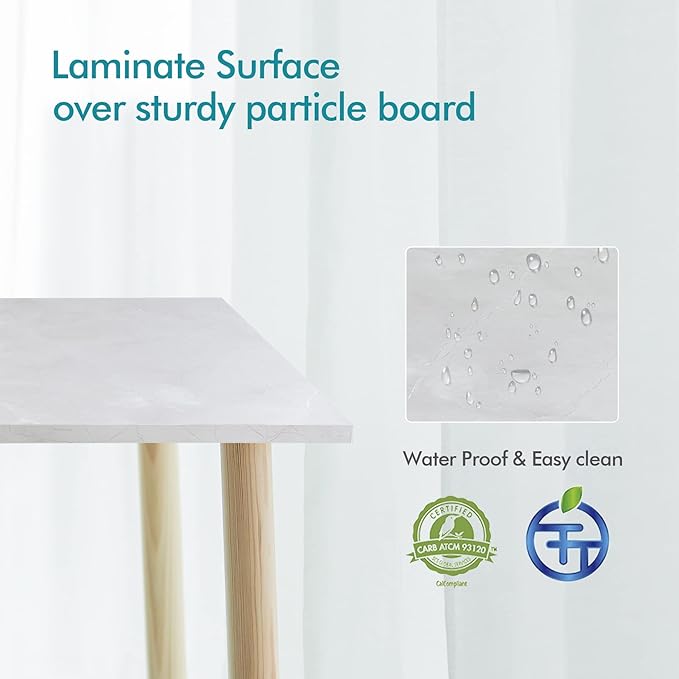 Kaboon Universal Tabletop 55"x27.5", Solid One-Piece Melamine Table Top, Double Desk L-Desk DIY, Home and Office Countertop, White Rock - LeafyLoom