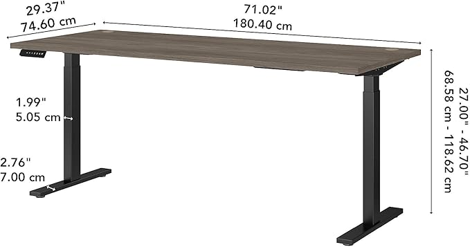 Bush Business Furniture Move 60 Electric Ergonomic Sit-Stand Computer Table for Home and Professional Office, 72W x 30D, Modern Hickory - LeafyLoom
