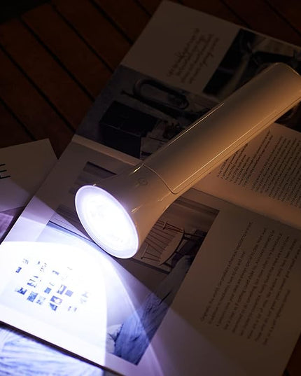 Rechargeable Desk Lamp, Foldable Portable Battery Operated Desk Lamp for Home Office, 2500mAh Cordless LED Desk Lamp with Flashlight Function, Eye Protection Study Lamp (White) - LeafyLoom