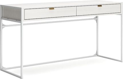 Signature Design by Ashley Deznee Modern Home Office Desk with 2 Drawers, White - LeafyLoom