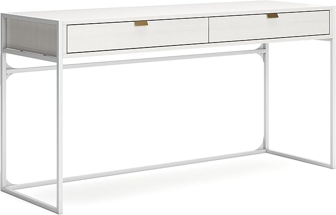 Signature Design by Ashley Deznee Modern Home Office Desk with 2 Drawers, White - LeafyLoom
