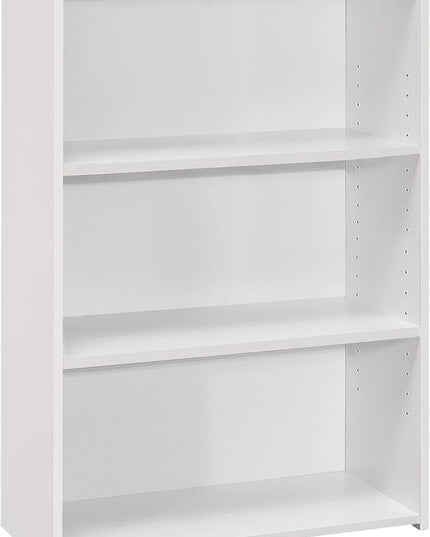 Monarch Specialties I BOOKCASE-36 H 3 Shelves Bookcase, White - LeafyLoom