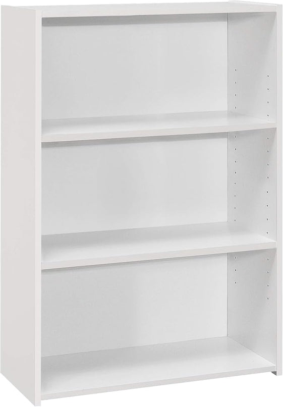 Monarch Specialties I BOOKCASE-36 H 3 Shelves Bookcase, White - LeafyLoom