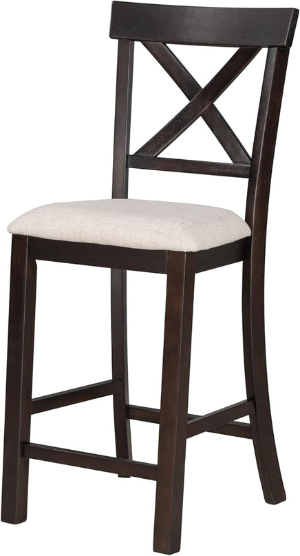 Kitchen 6-Piece Counter Height Set Table with Shelf 4 Chairs and Bench for Dining Room, Espresso - LeafyLoom