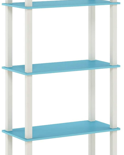 Furinno Turn-N-Tube 5-Tier Multipurpose Shelf / Display Rack / Storage Shelf / Bookshelf, Square Tubes, Light Blue/White - LeafyLoom