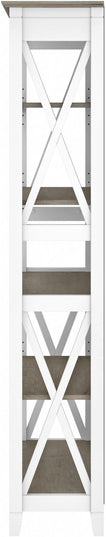 Bush Furniture BSH24470221 Key West 5-Shelf 66-Inch H Bookcase, Shiplap Gray/Pure White - LeafyLoom