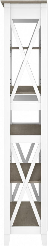 Bush Furniture BSH24470221 Key West 5-Shelf 66-Inch H Bookcase, Shiplap Gray/Pure White - LeafyLoom