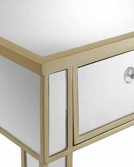 Convenience Concepts Gold Coast Desk, Champagne/Mirror - LeafyLoom