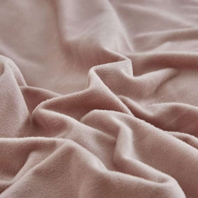 Wellboo Pink Velvet Comforter Sets California King Women Girls Blush Pink Cal King Bedding Comforters Cute Dusty Pink Adults Winter Quilt Solid Light Red Fluffy Flannel Quilt Bean Pink Fuzzy Plush Bed - LeafyLoom