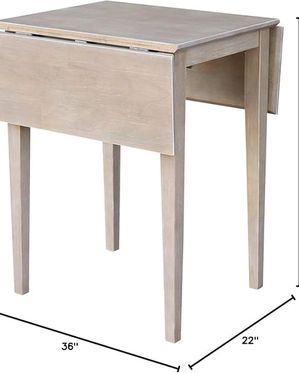 International Concepts Small Dropleaf Table, Washed Gray Taupe - LeafyLoom