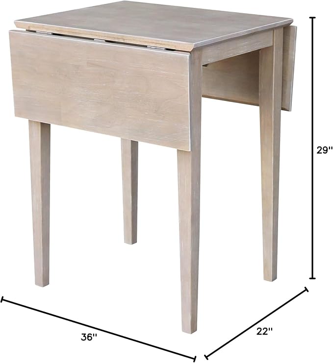 International Concepts Small Dropleaf Table, Washed Gray Taupe - LeafyLoom