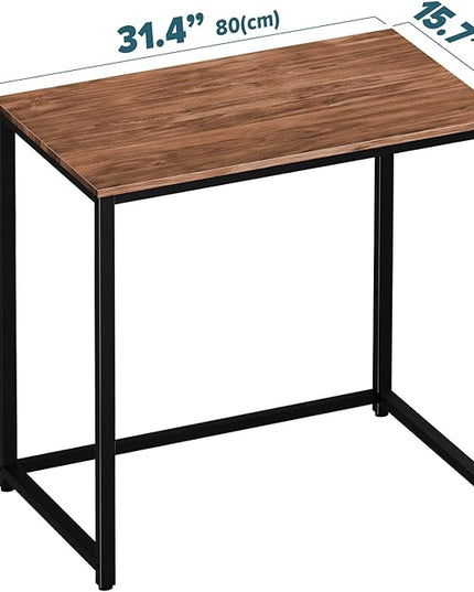 SINPAID Small Computer Desk 31.5 inches Desk for Small Spaces Sturdy Home Office Desk Modern Gaming Desk Study Writing Laptop Table, Brown - LeafyLoom