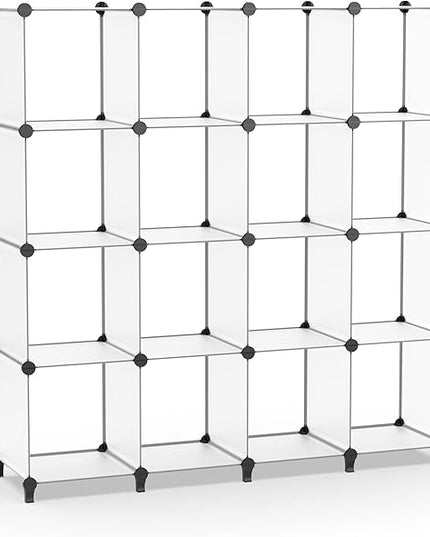 HOMIDEC Book Shelf 16 Cubes Bookcase Bookshelf Cube Storage Organizer Portable Display Bookshelf Kids Bookshelf Book Case for Study Room,Bedroom,Office,Living Room,Closet Transparent - LeafyLoom