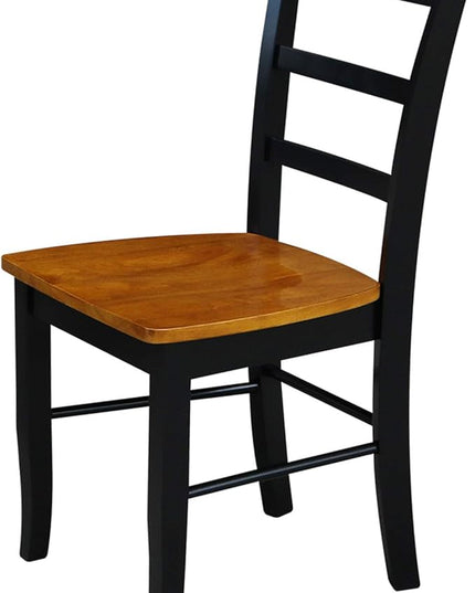 International Concepts Pair of Madrid LadderBack Chairs, Black/Cherry - LeafyLoom
