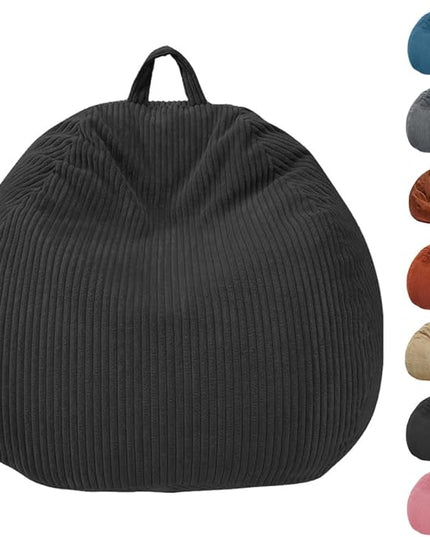 Bean Bag Chairs Cover (No Filler), Bean Bag Cover, Bean Bag for Kids, Adults, Teens Black Bean Bag Chairs for 3ft - LeafyLoom