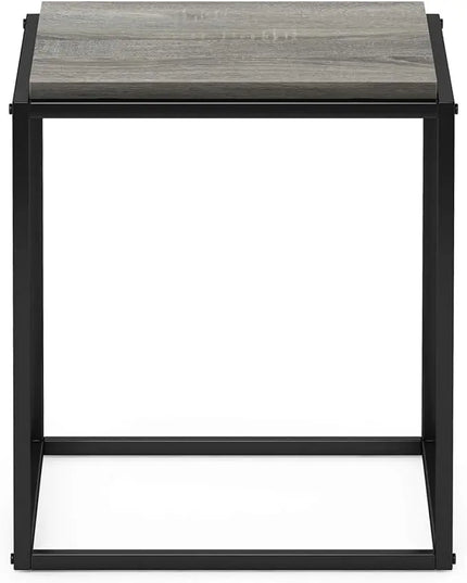 Furinno Moretti Cube Modern Stackable End Table Shelf, French Oak Grey - LeafyLoom