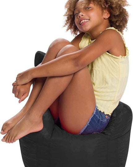 Posh Creations Bean Bag Structured Seat for Toddlers and Kids, Comfy Chair for Children, Pasadena, Black - LeafyLoom