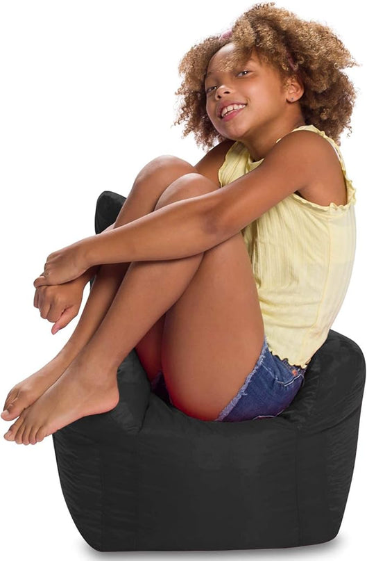 Posh Creations Bean Bag Structured Seat for Toddlers and Kids, Comfy Chair for Children, Pasadena, Black - LeafyLoom