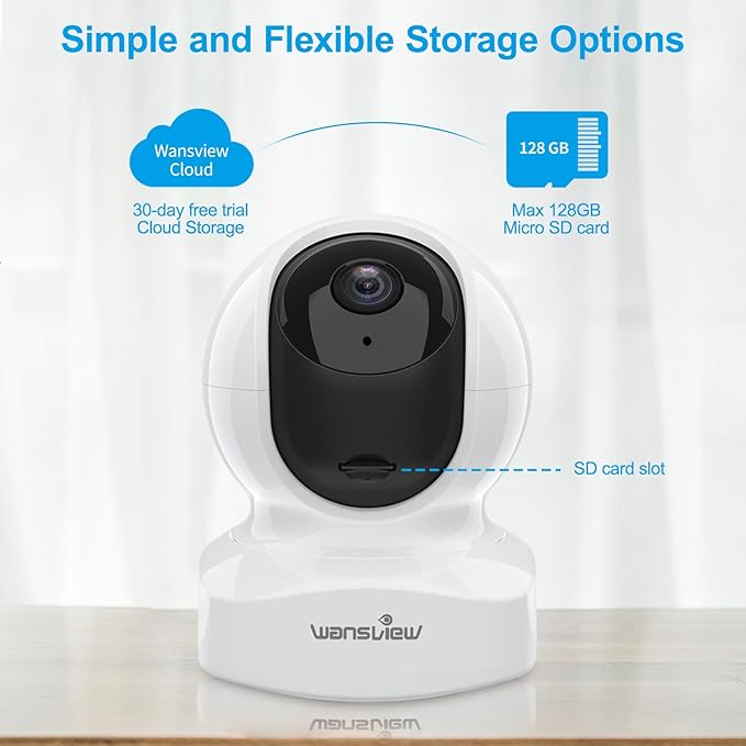 Home Security Camera, Baby Camera, 2K wansview WiFi Camera for Pet/Nanny, Motion Alerts, 2 Way Audio, Night Vision, Compatible with Alexa Echo Show, with TF Card Slot and Cloud Wansview