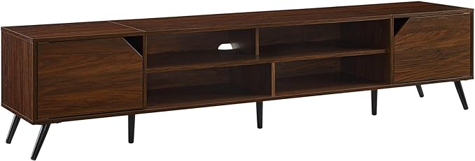 Walker Edison Nora Modern Minimal Open-Shelf Stand for TVs up to 90 Inches, 80 Inch, Dark Walnut - LeafyLoom