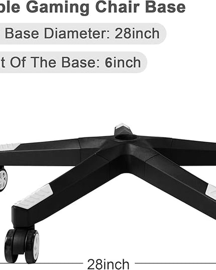 28 inch Nylon Gaming Chair Base Replacement with 5 Casters, Heavy Duty Office Chair Base Part - LeafyLoom