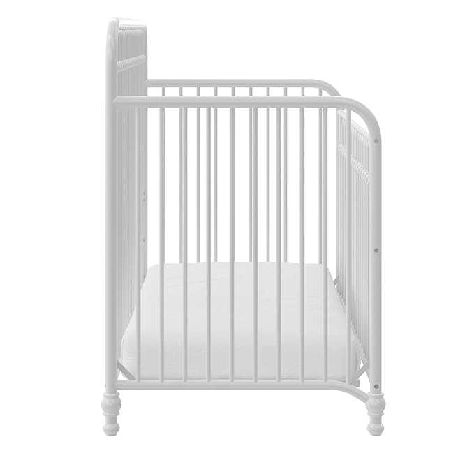 Little Seeds Ivy 3-in-1 Convertible Metal Crib, Off White - LeafyLoom