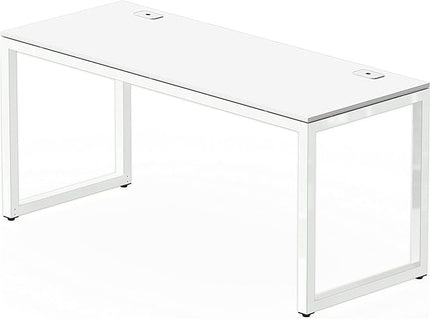 SHW Home Office 55-Inch Large Computer Desk, 24" Deep, White - LeafyLoom