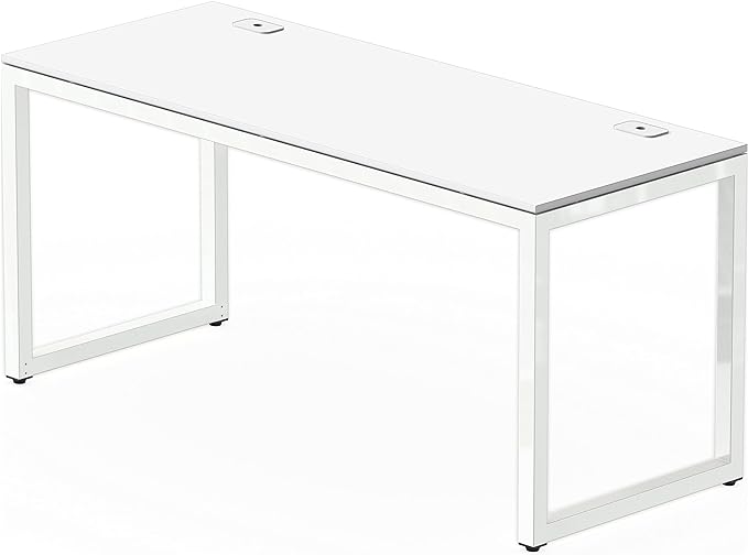 SHW Home Office 55-Inch Large Computer Desk, 24" Deep, White - LeafyLoom