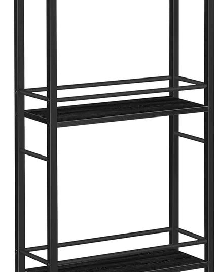 Slim Rolling Cart, Mobile Kitchen Cart on Wheels, Narrow Storage Cart for Small Space, Wooden Service Cart, for Bathroom, Laundry, Living Room, Black RCHB1501 - LeafyLoom