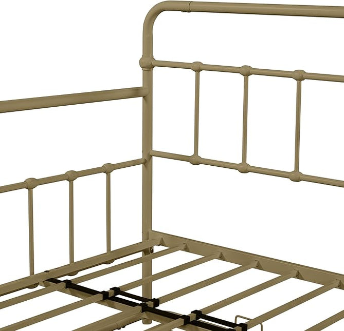SuperStroke Jintop Twin Size Bed W slats,Metal Frame Daybed with Trundle and Anti-Noise Design,Space-Saving & Easy to Install,for Living Room Bedroom Apartment,Bronze - LeafyLoom
