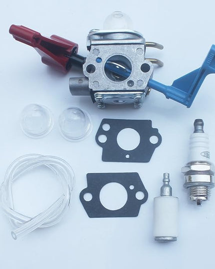 kipa Carburetor with Fuel line Spark plug Gasket kit for Poulan FL1500 FL1500LE Weedeater Sears Craftsman Leaf Blower Replace ZAMA C1U-W12B C1U-W12A Replace Husqvarna OEM # 530071629 - LeafyLoom