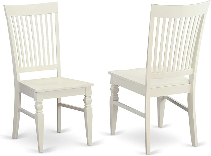 East West Furniture Hartland 5 Piece Set Includes a Round Dining Table with Pedestal and 4 Kitchen Chairs, 42x42 Inch, Linen White - LeafyLoom