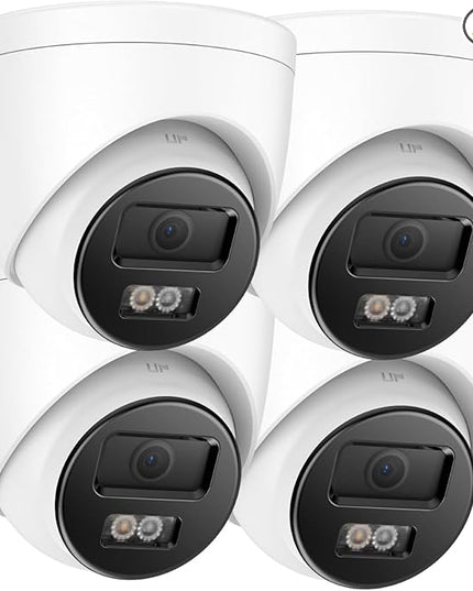 ANNKE C800 4Pcs Ultra HD 4K PoE Security Cameras with AI Human/Vehicle Detection, 8MP Turret IP Camera with Audio, Spotlight Color Night Vision, H.265+, IP67 Weatherproof, Support 512GB Micro SD ANNKE