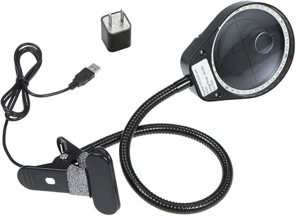 Tom-shine Magnifying Glass Lamp 3X 10X,Stepless Dimmable LED Magnifying Lamp with Dust Cover Metal Clamp,Adjustable LED Magnifier with Light and Stand for Crafts Reading Workbench Close Work - LeafyLoom