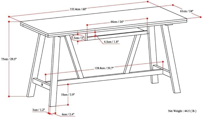 SIMPLIHOME Dylan SOLID WOOD Modern Industrial 60 inch Wide Home Office Desk, Writing Table, Workstation, Study Table Furniture in Black - LeafyLoom