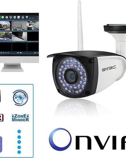 SV3C 2 Pack 5MP Outdoor Home Security Cameras, Dual Band 2.4G 5GHZ WiFi Camera, Onvif IP Cam with Human Motion Detect, RTSP Browser View, 2-Way Audio, SD Card Record, Metal Shell Waterproof, LAN Port SV3C