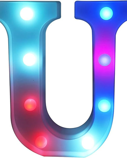 Letter LED Lights, 16 Colors Changing LED Marquee Letter Lights, Dimmable Night Lights for Wedding, Birthday, Holiday, Party, Bar, Christmas Decoration,Dorm Room Decor Multicolor U - LeafyLoom