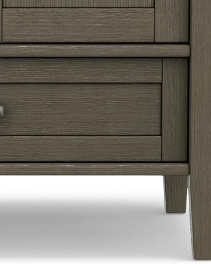 SIMPLIHOME Warm Shaker SOLID WOOD Universal TV Media Stand, 47 inch Wide, Transitional, Living Room Entertainment Center, Storage Cabinet, for Flat Screen TVs up to 55 inches in Farmhouse Grey - LeafyLoom