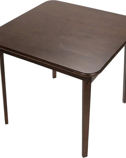 MECO Stakmore Straight Edge Solid Wood Folding Card Table, Folds to Deep 3.38 Inches for Easy Storage, 29.5″H x 32″W x 32″D, Espresso Finish - LeafyLoom