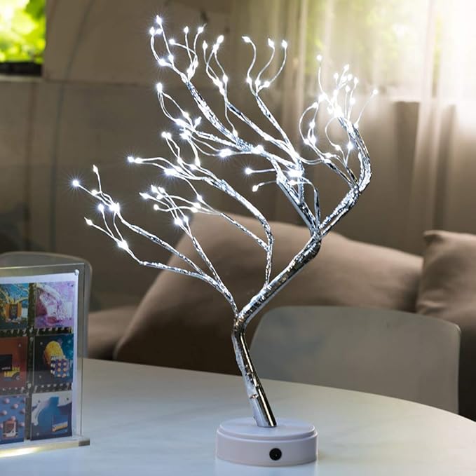 Bonsai Tree Light for Room Decor, Aesthetic Lamps for Living Room, Cute Night Light for House Decor, Good Ideas for Gifts, Home Decorations, Weddings, Christmas, Holidays and More (White, 108 LED) - LeafyLoom
