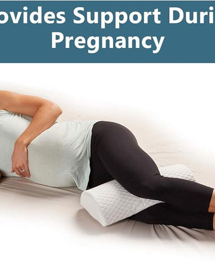 ComfiLife Orthopedic Knee and Leg Pillow for Sleeping - 100% Memory Foam Pillows for Back Pain, Hip Pain Relief for Side Sleepers - Half Moon Pillow - LeafyLoom