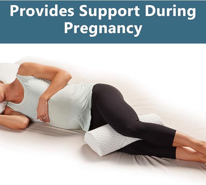 ComfiLife Orthopedic Knee and Leg Pillow for Sleeping - 100% Memory Foam Pillows for Back Pain, Hip Pain Relief for Side Sleepers - Half Moon Pillow - LeafyLoom