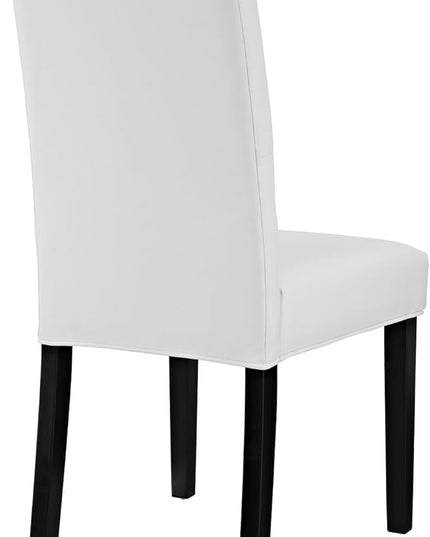 Modway Confer Modern Tufted Faux Leather Upholstered Parsons Kitchen and Dining Room Chair in White - LeafyLoom