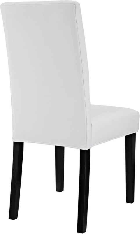 Modway Confer Modern Tufted Faux Leather Upholstered Parsons Kitchen and Dining Room Chair in White - LeafyLoom