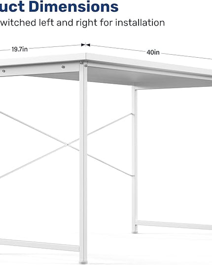 YSSOA Computer Desk Home Office Work Study Writing Modern Simple Table with Headphone Hooks, 40 Inch, Basic White - LeafyLoom