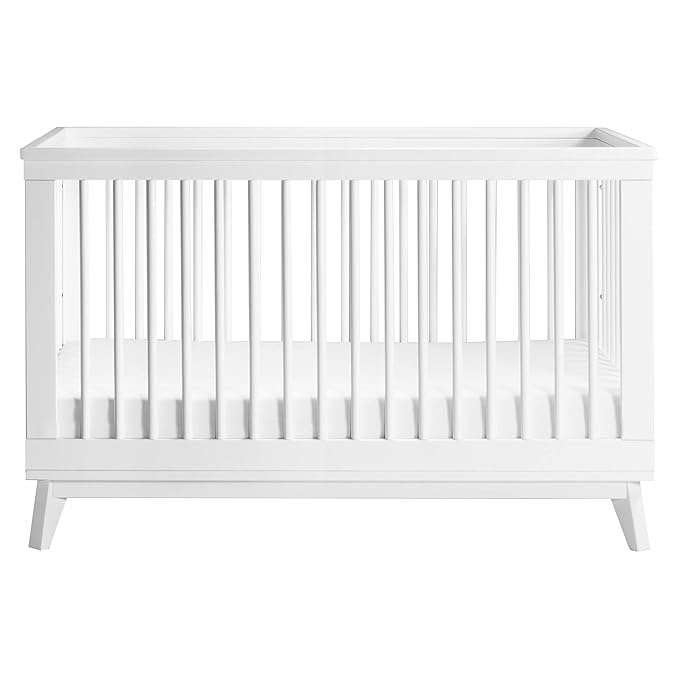 Babyletto Scoot 3-in-1 Convertible Crib with Toddler Bed Conversion Kit in White, Greenguard Gold Certified - LeafyLoom