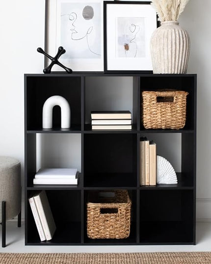 Signature Design by Ashley Langdrew Contemporary 9 Cube Storage Organizer or Bookcase, Black - LeafyLoom